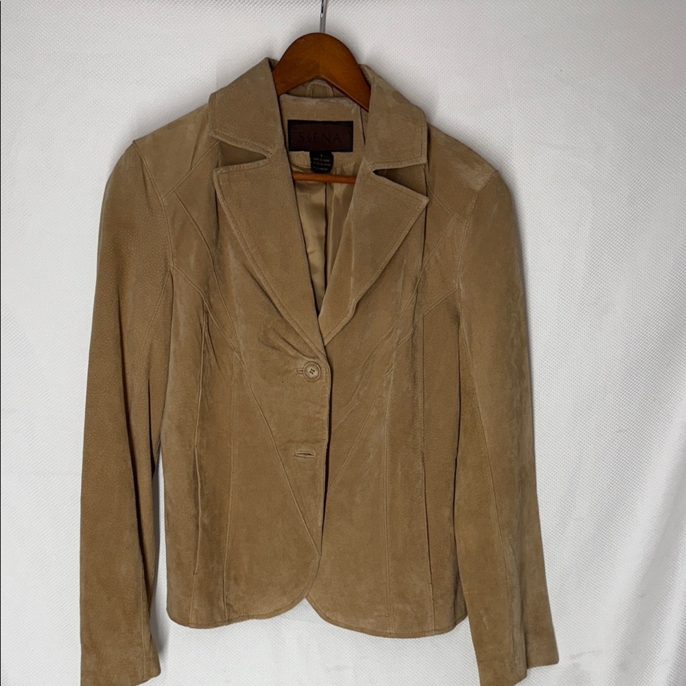 Tan Suede G-III Apparel Leather Jacket - Size 8